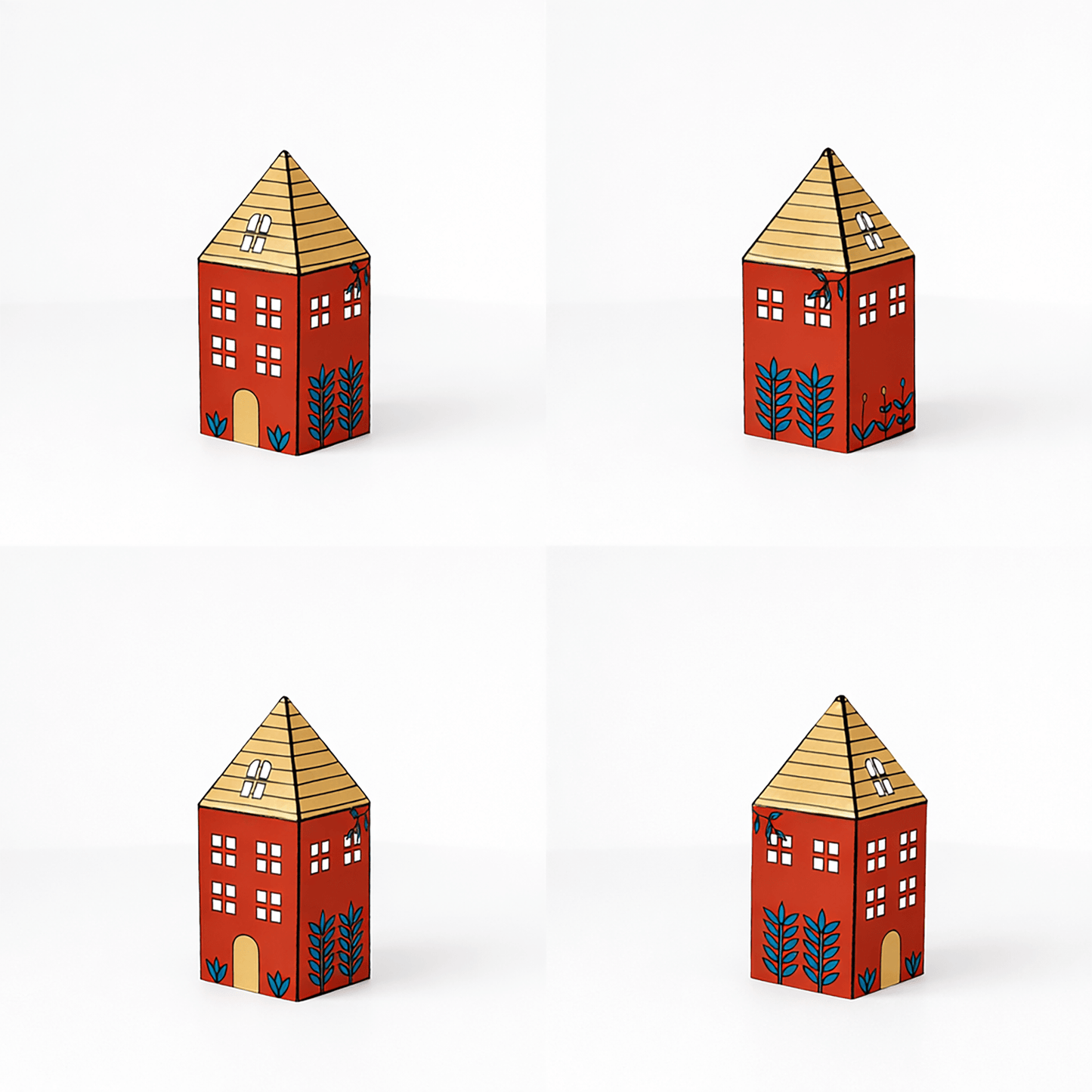 Colorful Paper House Model, Printable Village DIY Craft, Miniature House Decor (PDF Downloadable Template)