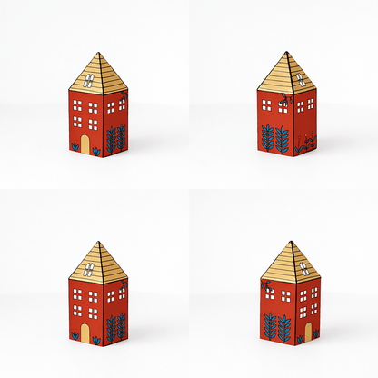 Colorful Paper House Model, Printable Village DIY Craft, Miniature House Decor (PDF Downloadable Template)