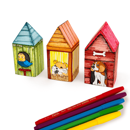 Colorful Paper House Model, Printable Village DIY Craft, Miniature House Decor (PDF Downloadable Template)