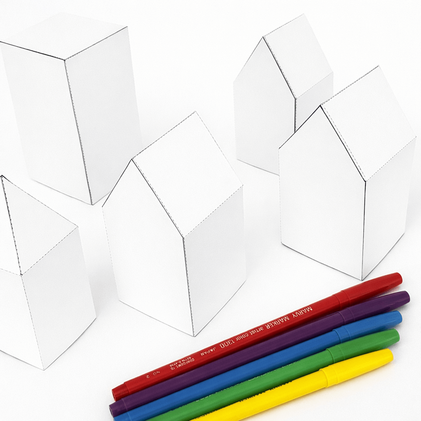 Colorful Paper House Model, Printable Village DIY Craft, Miniature House Decor (PDF Downloadable Template)