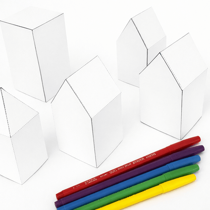 Colorful Paper House Model, Printable Village DIY Craft, Miniature House Decor (PDF Downloadable Template)
