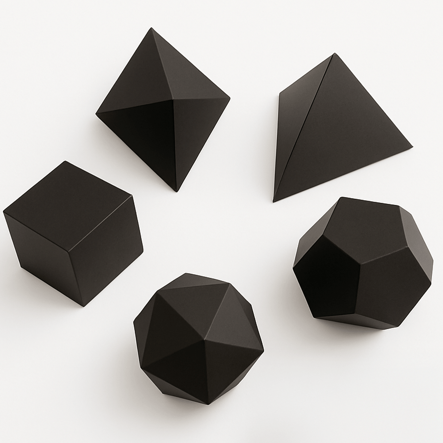 Platonic Solids 3D Papercraft Kit – Regular Polyhedron Origami Decor 5 Templates(Digital Download PDF)