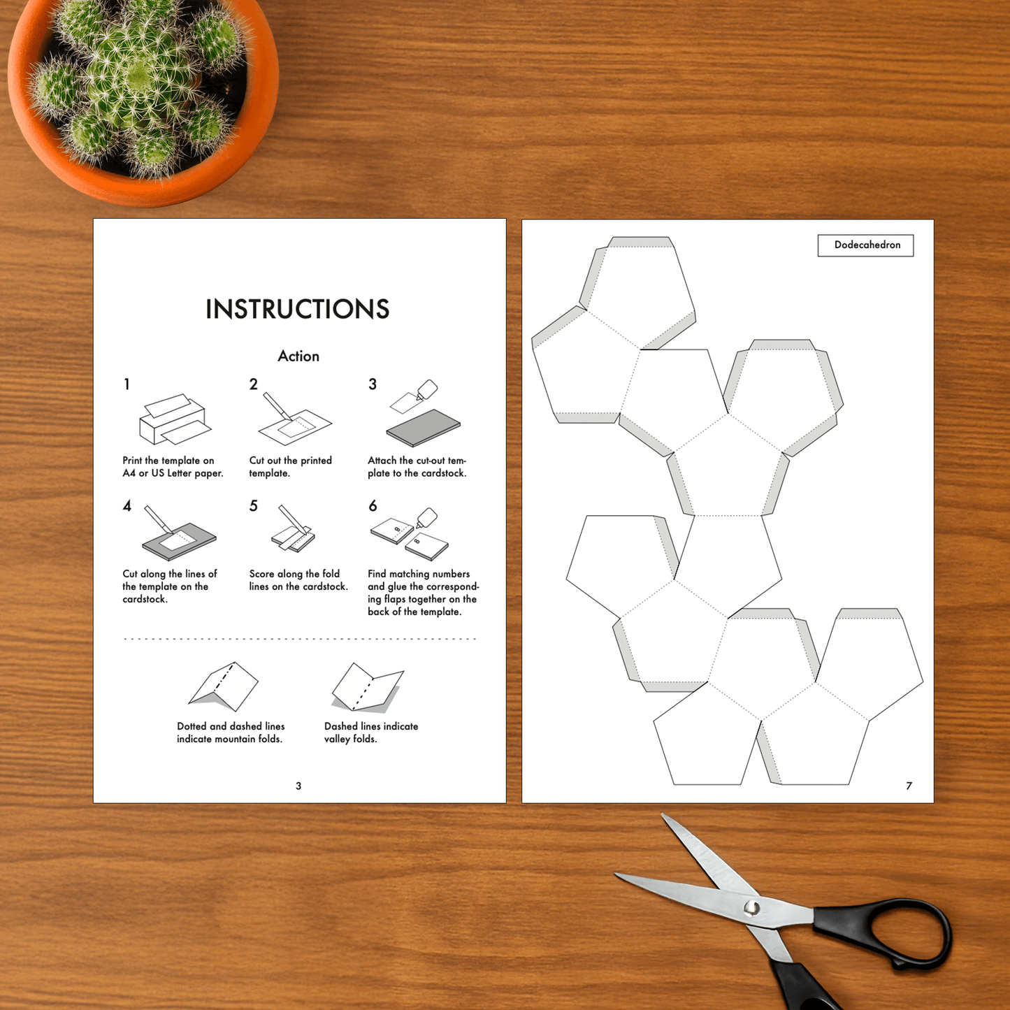 Platonic Solids 3D Papercraft Kit – Regular Polyhedron Origami Decor 5 Templates(Digital Download PDF)