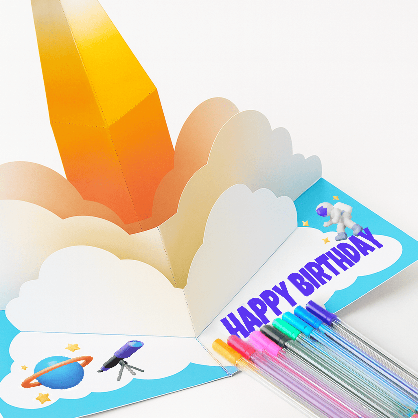 Rocket Pop-Up Birthday Card Printable, Space Craft (PDF Template)