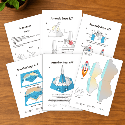 Rocket Pop-Up Birthday Card Printable, Space Craft (PDF Template)