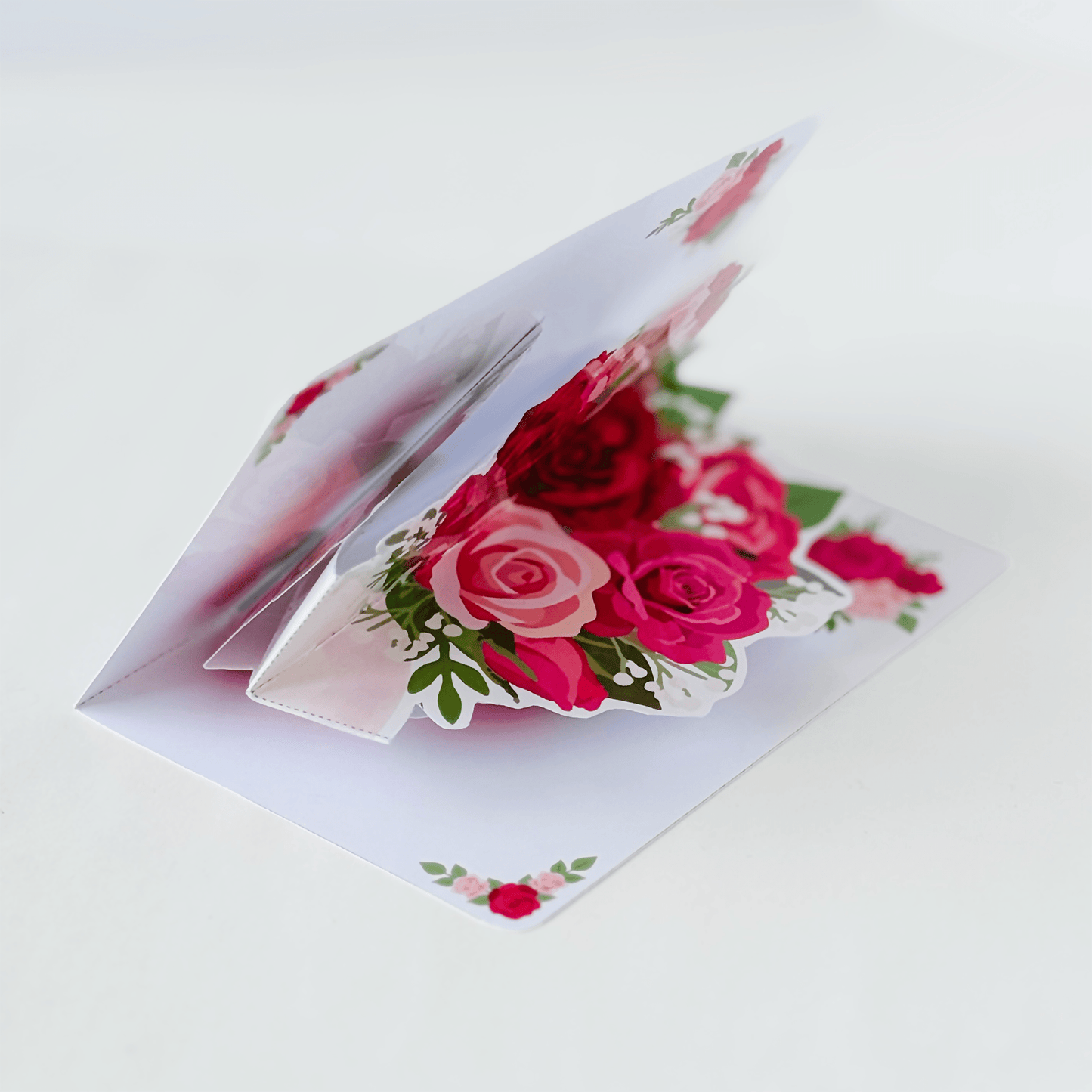 Rose Bouquet Pop-Up Card, 3D Vase DIY (Printable PDF)