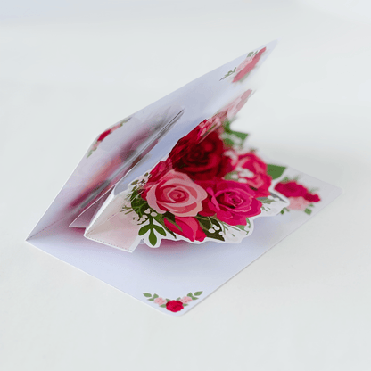 Rose Bouquet Pop-Up Card, 3D Vase DIY (Printable PDF)