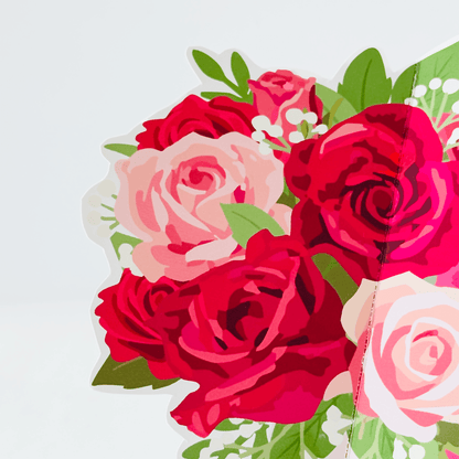 Rose Bouquet Pop-Up Card, 3D Vase DIY (Printable PDF)