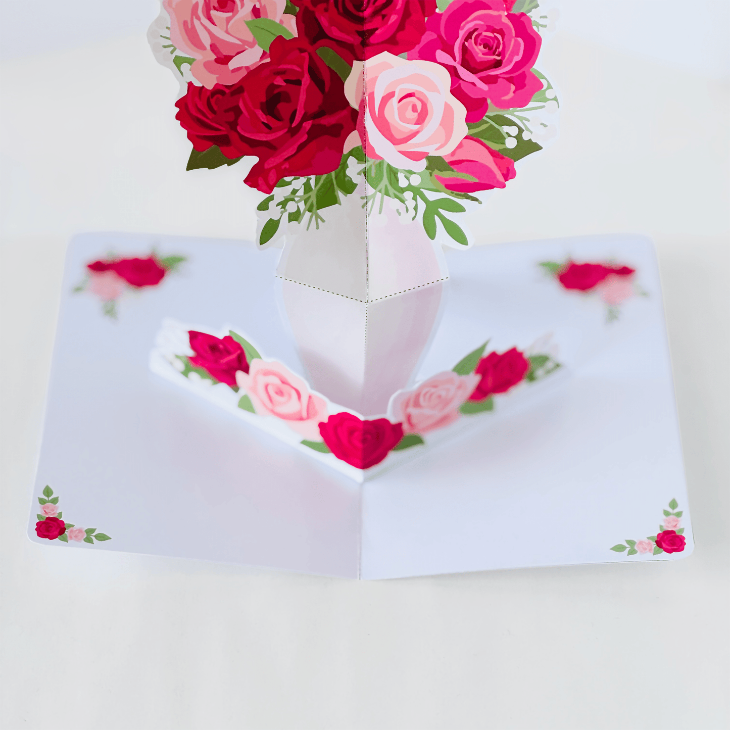 Rose Bouquet Pop-Up Card, 3D Vase DIY (Printable PDF)