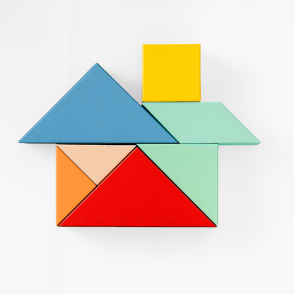 3D Tangram Paper Craft | Printable Geometric Puzzle (PDF)