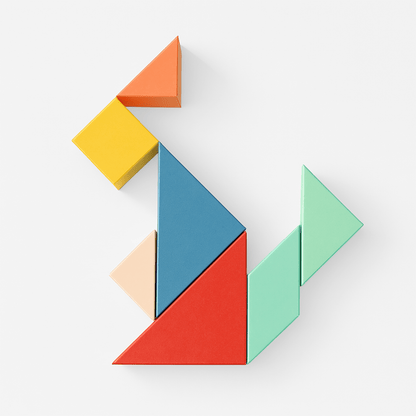 3D Tangram Paper Craft | Printable Geometric Puzzle (PDF)