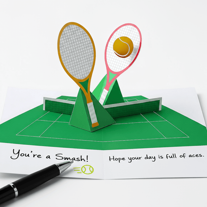 3D Tennis Pop-Up Card, DIY Coach Gift (PDF Template)