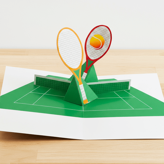 3D Tennis Pop-Up Card, DIY Coach Gift (PDF Template)