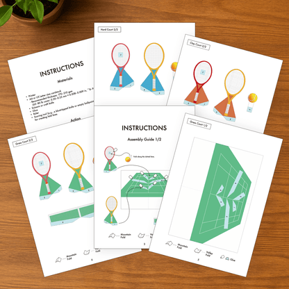 3D Tennis Pop-Up Card, DIY Coach Gift (PDF Template)