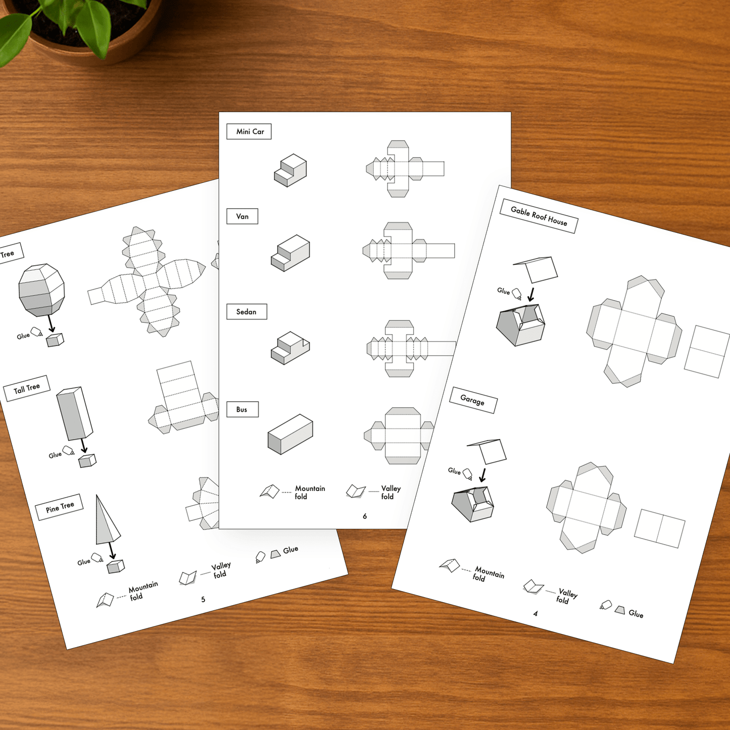 Tiny Street Set • Printable DIY Papercraft PDF • Tiny Houses, Mini Cars, Trees • Build a Diorama • Kids & Classroom Craft • 9 Templates Incl