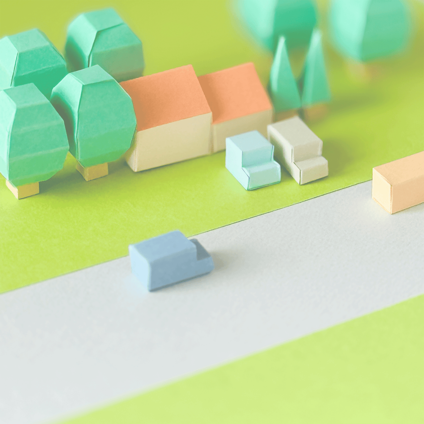 Tiny Street Set • Printable DIY Papercraft PDF • Tiny Houses, Mini Cars, Trees • Build a Diorama • Kids & Classroom Craft • 9 Templates Incl