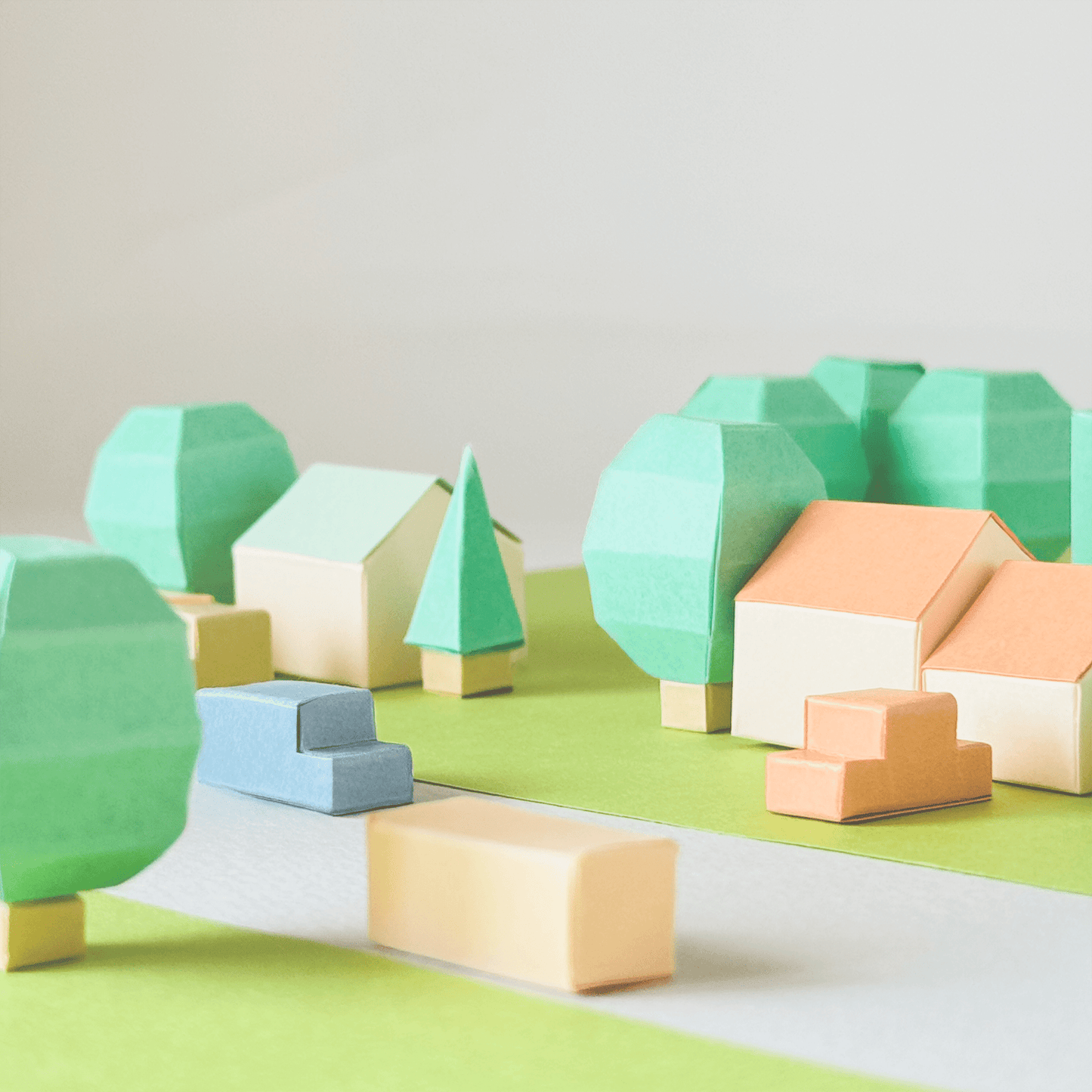 Tiny Street Set • Printable DIY Papercraft PDF • Tiny Houses, Mini Cars, Trees • Build a Diorama • Kids & Classroom Craft • 9 Templates Incl