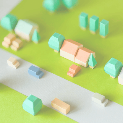 Tiny Street Set • Printable DIY Papercraft PDF • Tiny Houses, Mini Cars, Trees • Build a Diorama • Kids & Classroom Craft • 9 Templates Incl