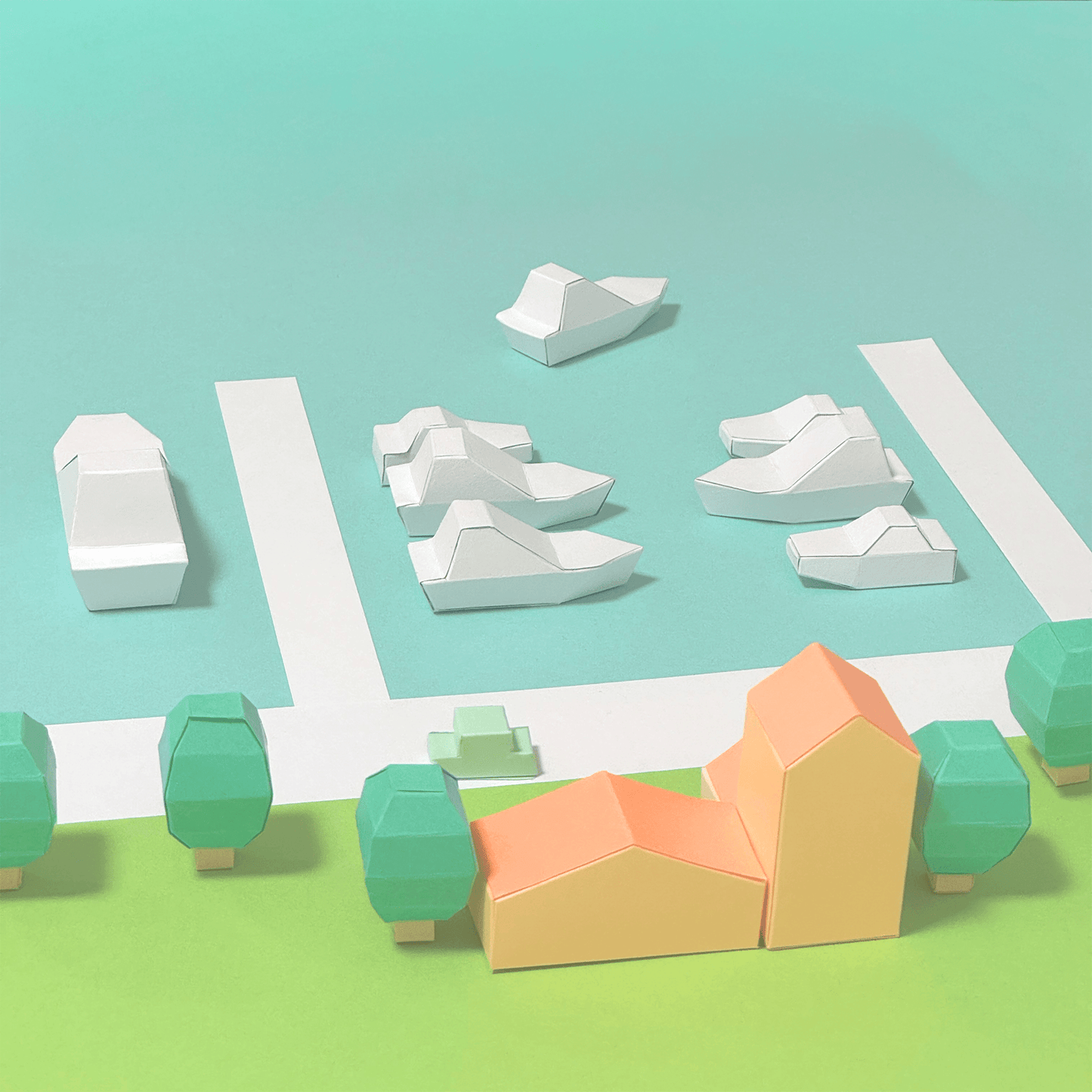Tiny Marina Papercraft Set • Coastal Diorama DIY (Printable PDF)