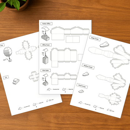 Tiny Marina Papercraft Set • Coastal Diorama DIY (Printable PDF)