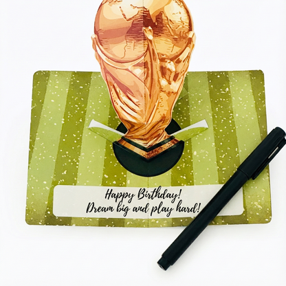 World Cup Trophy Pop-Up Card, 3D Soccer DIY Message, Football Fan Birthday (Digital Download)