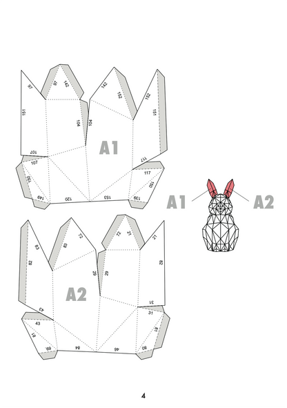 Geometric Bunny Papercraft – DIY 3D Polygonal Sculpture (PDF Pattern)