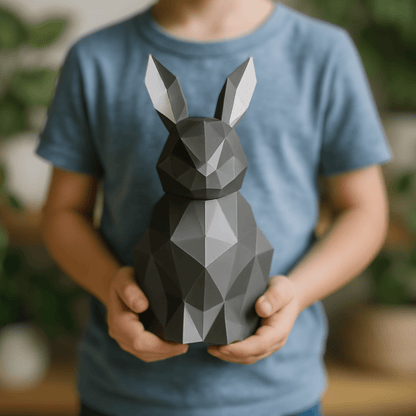 Geometric Bunny Papercraft – DIY 3D Polygonal Sculpture (PDF Pattern)