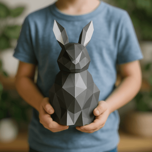 Geometric Bunny Papercraft – DIY 3D Polygonal Sculpture (PDF Pattern)