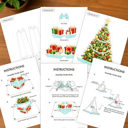 Christmas Tree Pop-Up Card Printable, 3D Holiday Card (PDF Template)