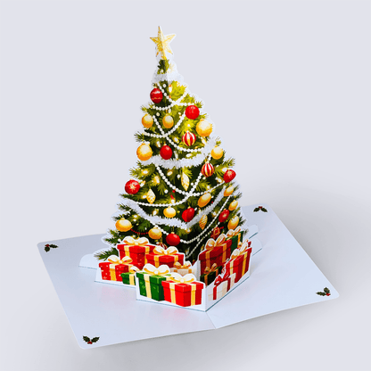 Christmas Tree Pop-Up Card Printable, 3D Holiday Card (PDF Template)