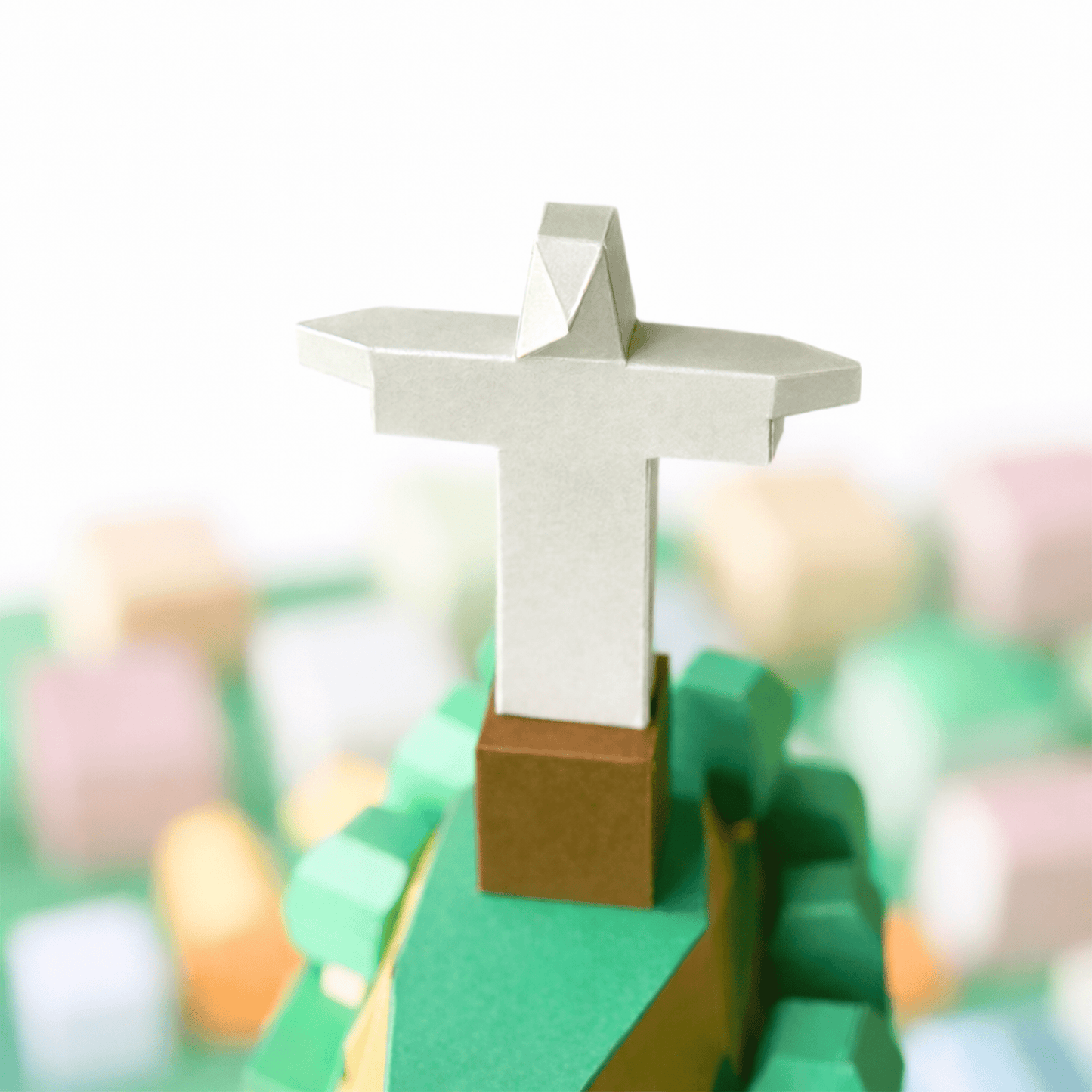 Tiny Christ the Redeemer Papercraft Mountain Diorama Brazil Landmark Miniature | Digital Download PDF Template