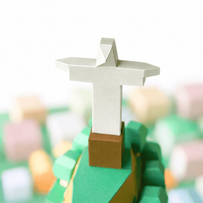 Tiny Christ the Redeemer Papercraft Mountain Diorama Brazil Landmark Miniature | Digital Download PDF Template