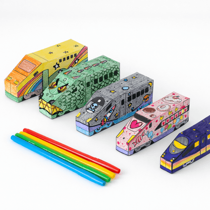 European High-Speed Train Papercraft Set | 5 Nesting Trains Printable PDF for Kids DIY Craft