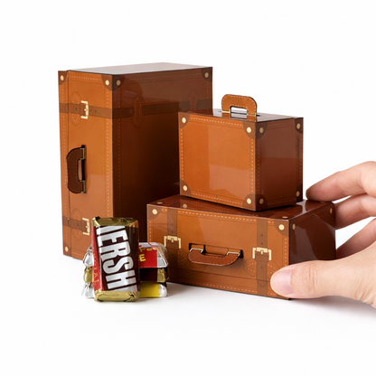 Leather Trunk Papercraft Favor Box Vintage Party Candy Gift | Digital Download PDF Template