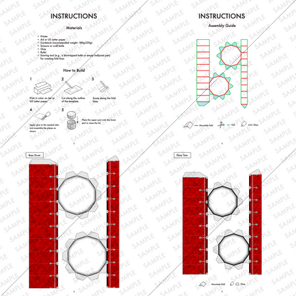 Drum Set Nesting Treat Boxes PDF Download | Printable Papercraft Gift Box Template