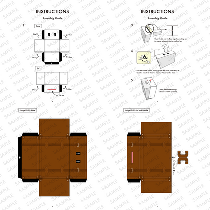Leather Trunk Papercraft Favor Box Vintage Party Candy Gift | Digital Download PDF Template