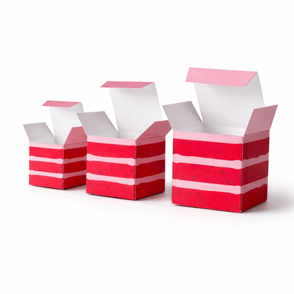Cube Cake Favor Box Papercraft, Printable PDF Treat Gift Party Template Set | Digital Download