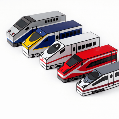 European High-Speed Train Papercraft Set | 5 Nesting Trains Printable PDF for Kids DIY Craft