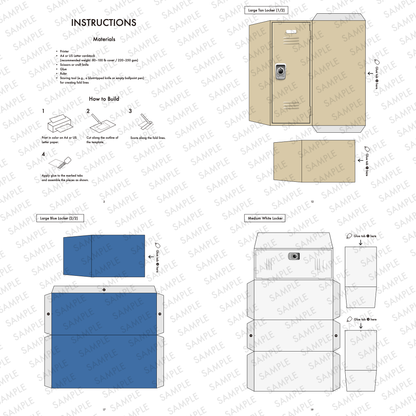 School Locker Favor Box Papercraft Template | Party Treat Container (Digital Download)