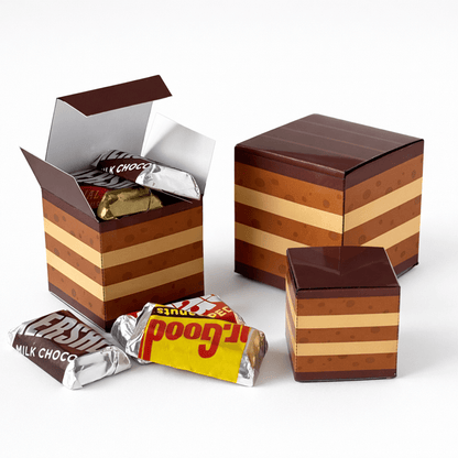 Cube Cake Favor Box Papercraft, Printable PDF Treat Gift Party Template Set | Digital Download