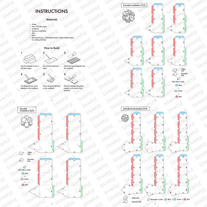 3D Geometric Paper Models Printable Template Set Modular Polyhedron Shapes DIY Craft Decor | Digital Download PDF