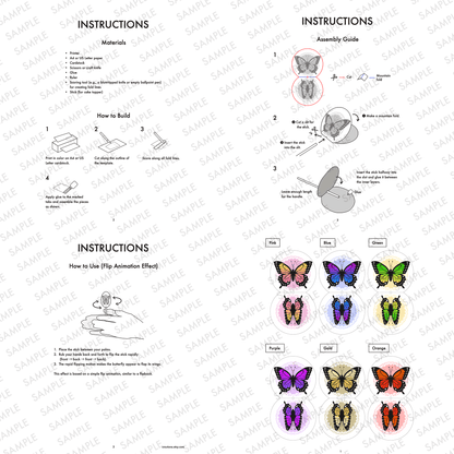 Butterfly Cake Topper with Moving Wings, Interactive Flip Animation, Printable PDF | Digital Download PDF