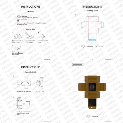 Printable Speaker Treat Box Nesting Set Papercraft Party Favor Audio Gift DIY Template