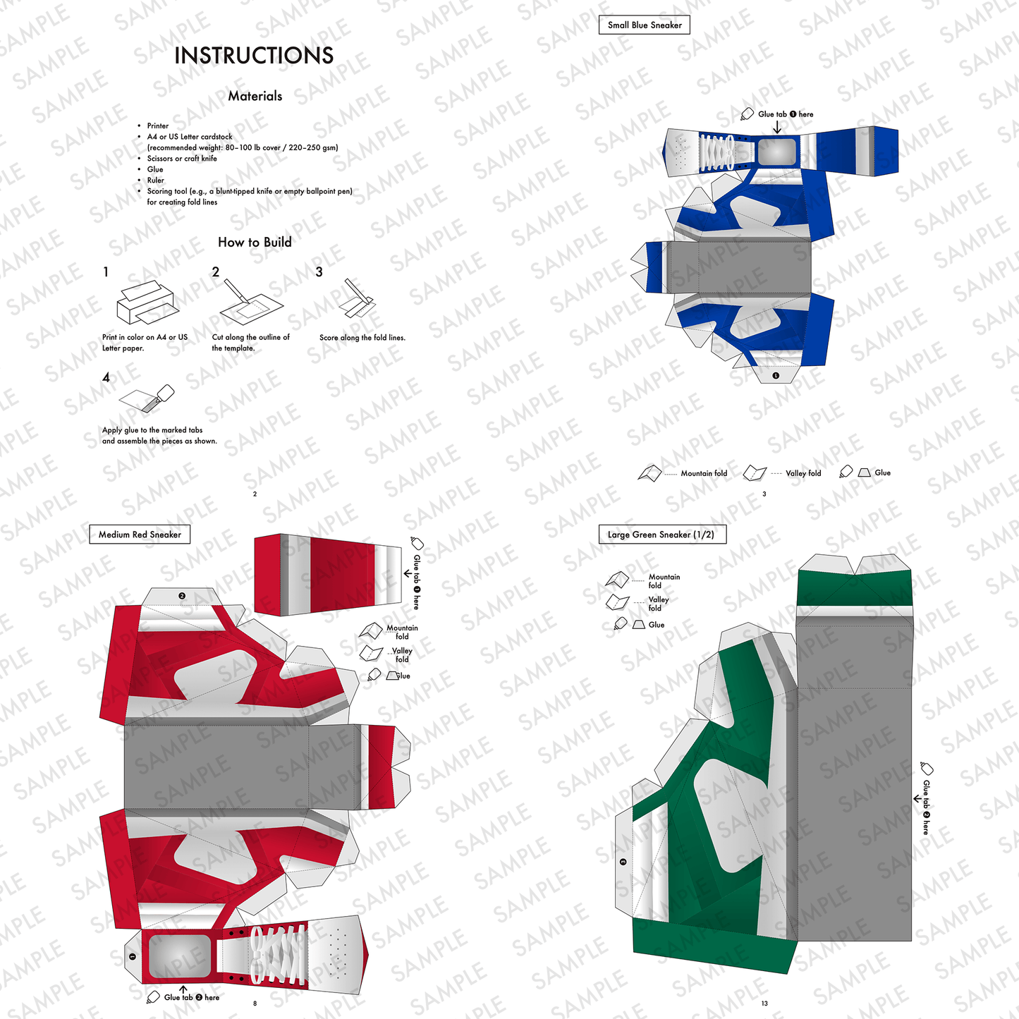 Basketball Sneaker Favor Box Papercraft, 12 Templates, Party Candy Box, 3 Sizes Printable | Digital Download PDF