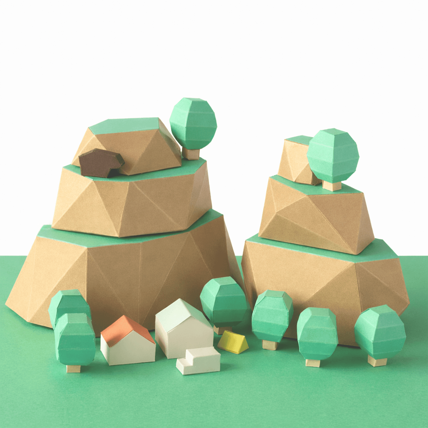 Printable Papercraft Terrain Set: Miniature Diorama, Kids Craft (PDF Pattern