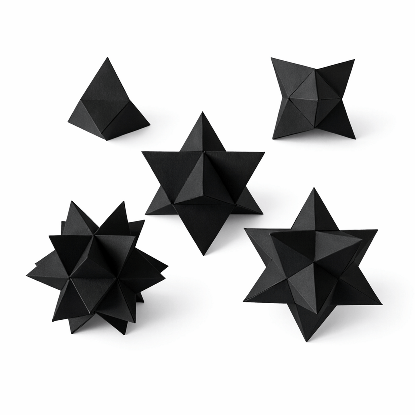 3D Star Polyhedron Papercraft Set Geometric Sculpture DIY Math Model Printable Template PDF Download