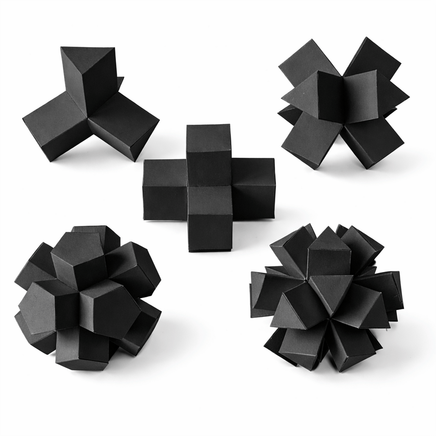 3D Geometric Paper Models Printable Template Set Modular Polyhedron Shapes DIY Craft Decor | Digital Download PDF