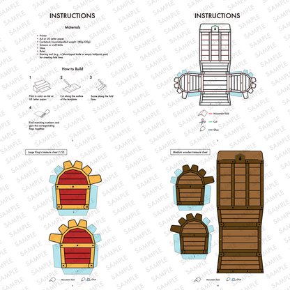 Treasure Chest Treat Box Bundle PDF Download | 12 Printable Papercraft Templates