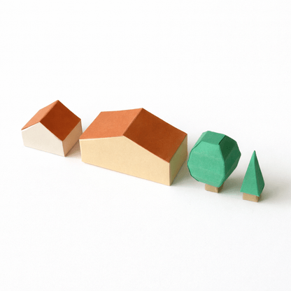 Tiny Islands Set Printable Papercraft PDF Ocean Diorama Boats Houses Trees Miniature Craft
