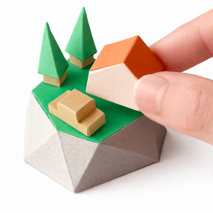 Tiny Islands Set Printable Papercraft PDF Ocean Diorama Boats Houses Trees Miniature Craft